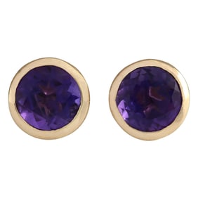 Amethyst Earrings 14K Yellow Gold