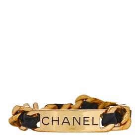 Chanel Metal Lambskin Name Plate Bracelet