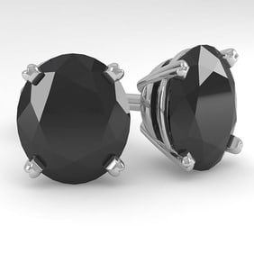 18.0 ctw Oval Black Diamond Stud Designer Earrings 18k White Gold