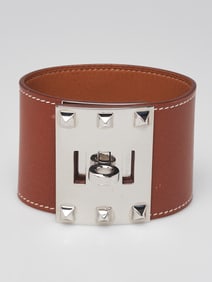 HERMES Fauve Swift Leather Palladium Plated