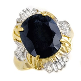 8.51 ctw Blue Sapphire & Diamond Ring 14k Yellow Gold