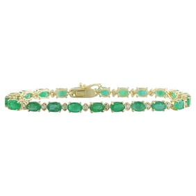 11.20 CTW Emerald 14K Yellow Gold Diamond Bracelet