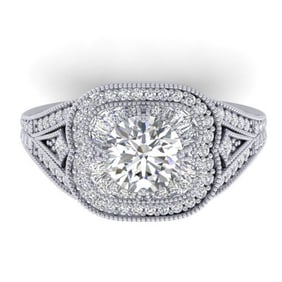 1.95 ctw Certified VS/SI Diamond Art Deco Micro Ring 14k White Gold