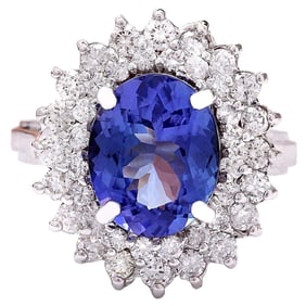 Natural Tanzanite Diamond Ring In 14