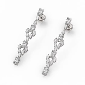 5.28 ctw Emerald Cut & Marquise Diamond Earrings 18K White Gold