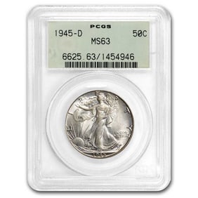 1945-D Walking Liberty Half Dollar MS-63 PCGS