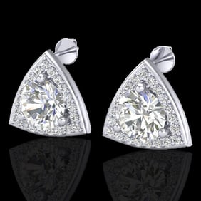 3 ctw Micro Pave VS/SI Diamond Certified Stud Earrings 18k White Gold
