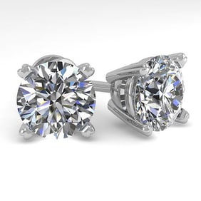 4 ctw Certified VS/SI Diamond Stud Earrings 14K White Gold