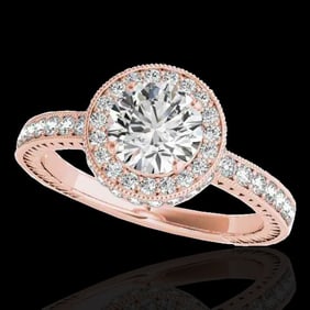 1.51 ctw Certified Diamond Solitaire Halo Ring 10k Rose Gold