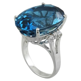 Topaz Diamond Ring 14K White Gold