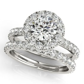 2.29 ctw Certified VS/SI Diamond 2pc Wedding Set Halo 14k White Gold