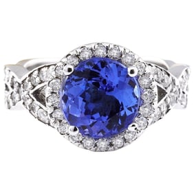 Tanzanite Diamond Ring 14K White Gold