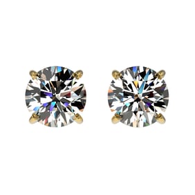 1.03 ctw Certified Quality Diamond Stud Earrings 10k Yellow Gold
