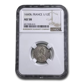 1660-& France Silver 1/12 Ecu Louis XIV AU-58 NGC