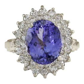 Natural Tanzanite Diamond Ring In 14