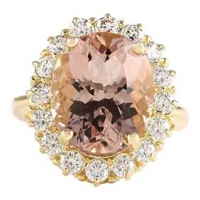 Morganite Diamond Ring 14K Yellow Gold