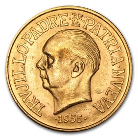 1955 Dominican Republic Gold 30 Pesos AU
