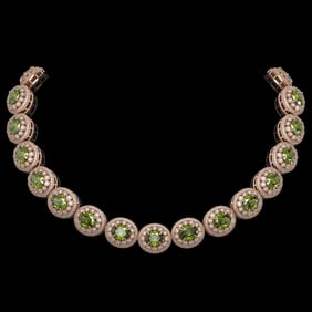 99.35 ctw Tourmaline & Diamond Victorian Necklace 14K Rose Gold