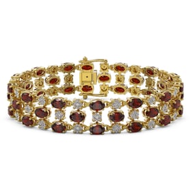 24.68 ctw Garnet & Diamond Bracelet 10K Yellow Gold