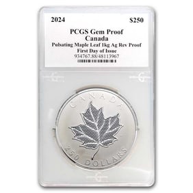 2024 RCM 1 Kilo Silver $250 Pulsating Maple Leaf Gem Proof FDI
