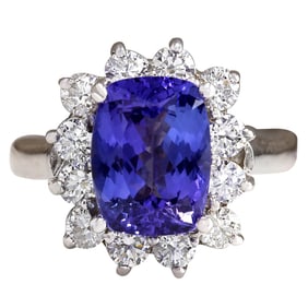 Tanzanite Diamond Ring 14K White Gold