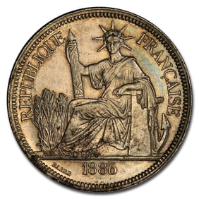 1886-A French Indo-China Silver Piastre MS-61 PCGS