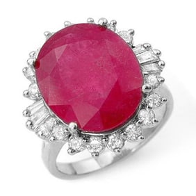 13.12 ctw Ruby & Diamond Ring 18k White Gold