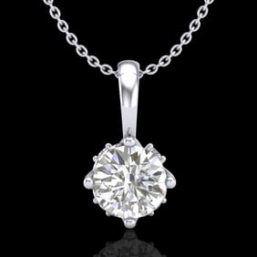 0.62 ctw VS/SI Diamond Solitaire Art Deco Stud Necklace 18k White Gold
