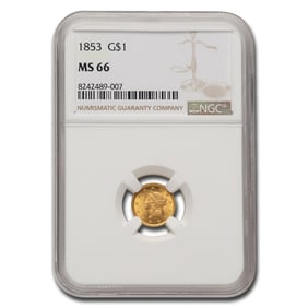 1853 $1 Liberty Head Gold Dollar MS-66 NGC