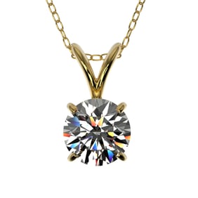 0.77 ctw Certified Quality Diamond Solitaire Necklace 10k Yellow Gold