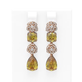9.7 ctw Canary Citrine & Diamond Earrings 18K Rose Gold