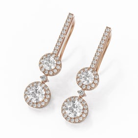 2.5 ctw Diamond Designer Earrings 18K Rose Gold