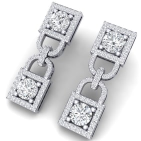 4 ctw Certified SI/I Diamond Halo Earrings 18K White Gold