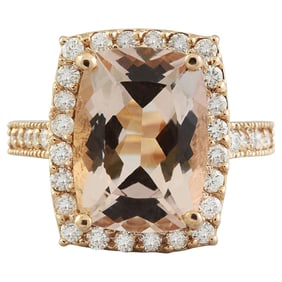 Morganite Diamond Ring 14K Rose Gold