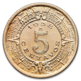 1938 Mexico Copper-Nickel 5 Centavos BU