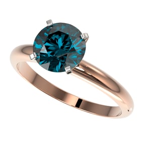 2 ctw Certified Intense Blue Diamond Engagment Ring 10k Rose Gold