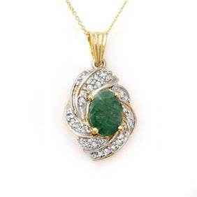 3.17 ctw Emerald & Diamond Pendant 14k Yellow Gold