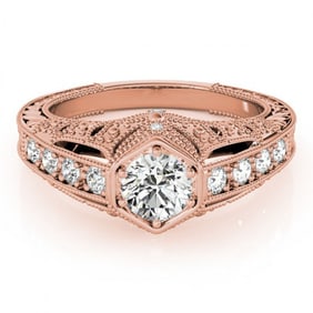 0.65 ctw Certified VS/SI Diamond Antique Ring 18k Rose Gold