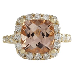 Morganite Diamond Ring In 14 Karat