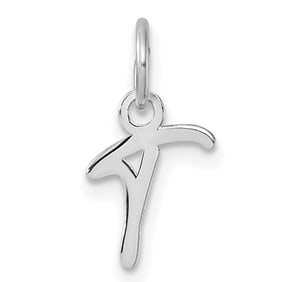 14K White Gold Uppercase Letter T Initial Charm - 15.2 mm