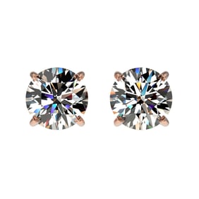 1.09 ctw Certified Quality Diamond Stud Earrings 10k Rose Gold