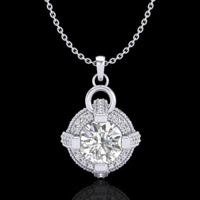 1.57 ctw VS/SI Diamond Micro Pave Stud Necklace 18k White Gold