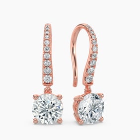 Natural 1.00 CTW Diamond Dangle Earrings 18K Rose Gold