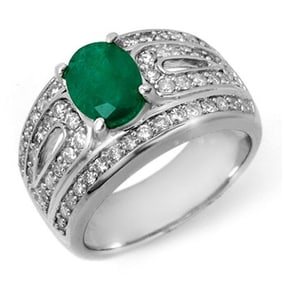 2.44 ctw Emerald & Diamond Ring 18k White Gold