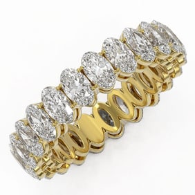 5.98 ctw Oval Cut Diamond Eternity Ring 18K Yellow Gold