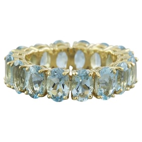 Natural Aquamarine Eternity Ring In 14