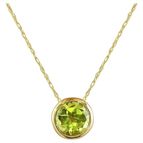 Peridot Necklace In 14 Karat Yellow
