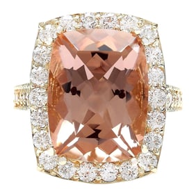 Exquisite Natural Morganite Diamond Ring In
