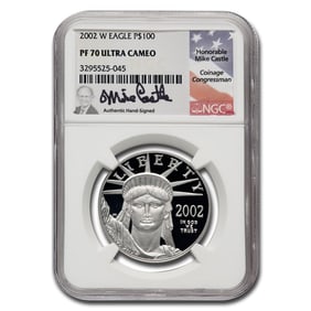 2002-W 1 oz American Platinum Eagle PF-70 UCAM NGC (Castle)