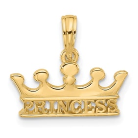 14K Yellow Gold PRINCESS Crown Charm - 15 mm